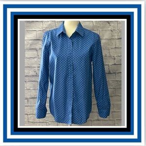 Jones New York Signature blue polka dot top (NWOT)